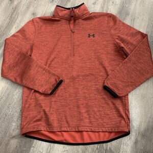 Under Armour 1/2 Zip Pullover Mens Medium Fleece Rust Orange ColdGear Loose Fit